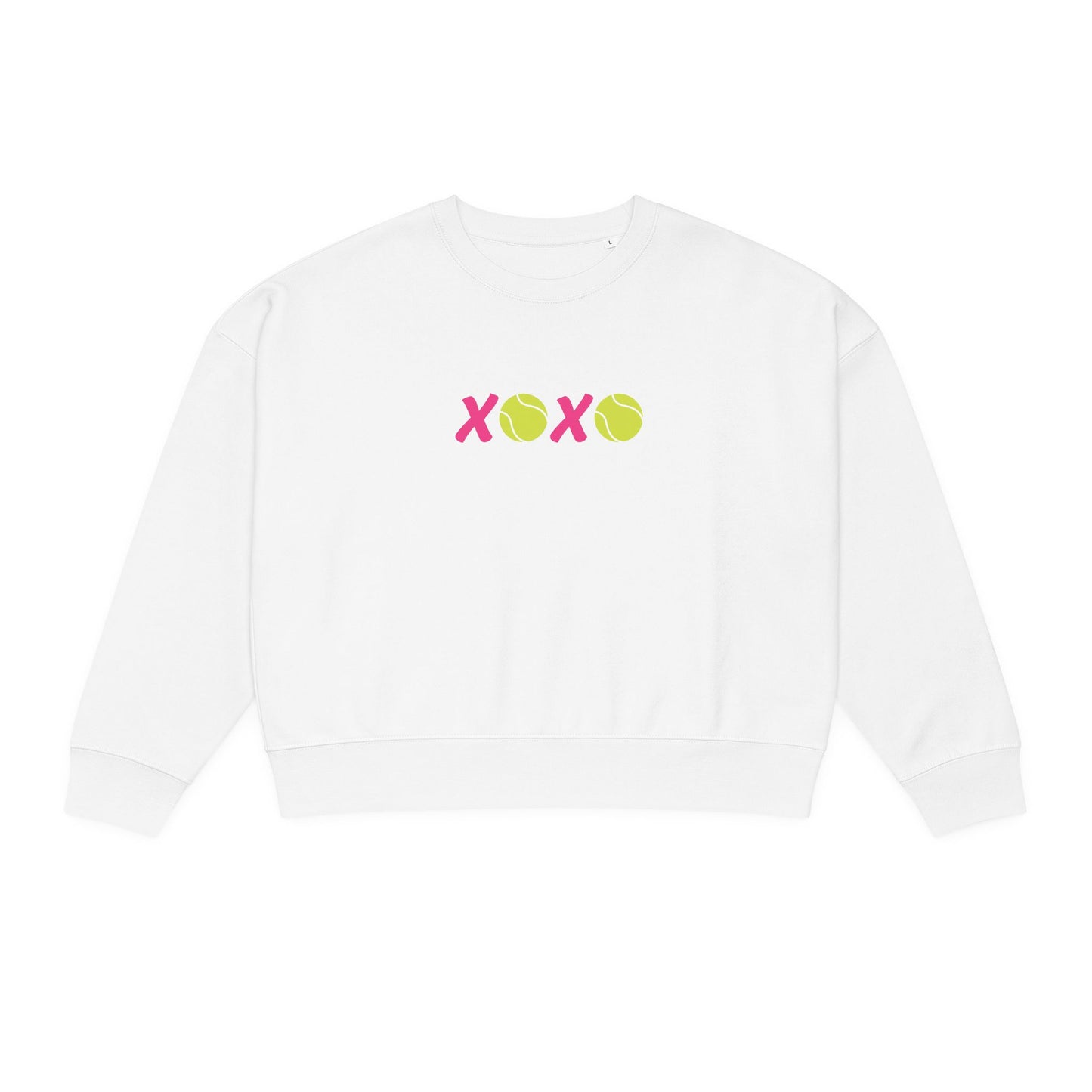 Tennis XOXO Crewneck Sweatshirt — Women's Cute Tennis Heart Hugs & Kisses Pullover