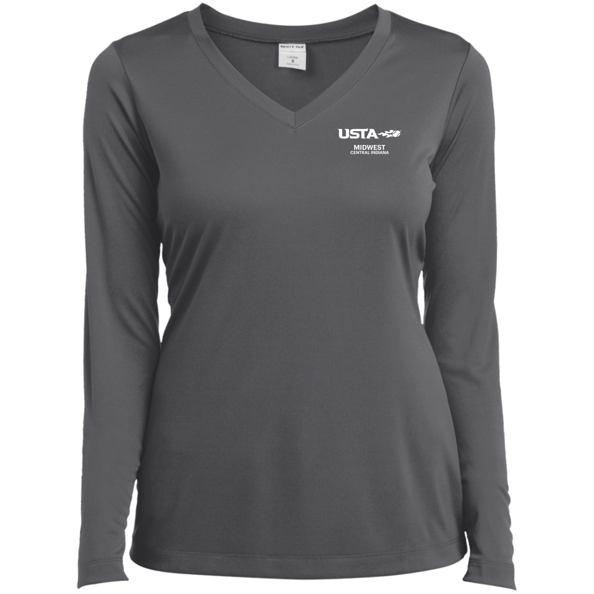 USTA Central Indiana Ladies Long Sleeve Performance V-Neck Tee
