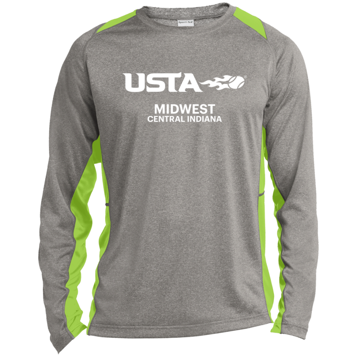 USTA Central Indiana Long Sleeve Heather Colorblock Performance Tee