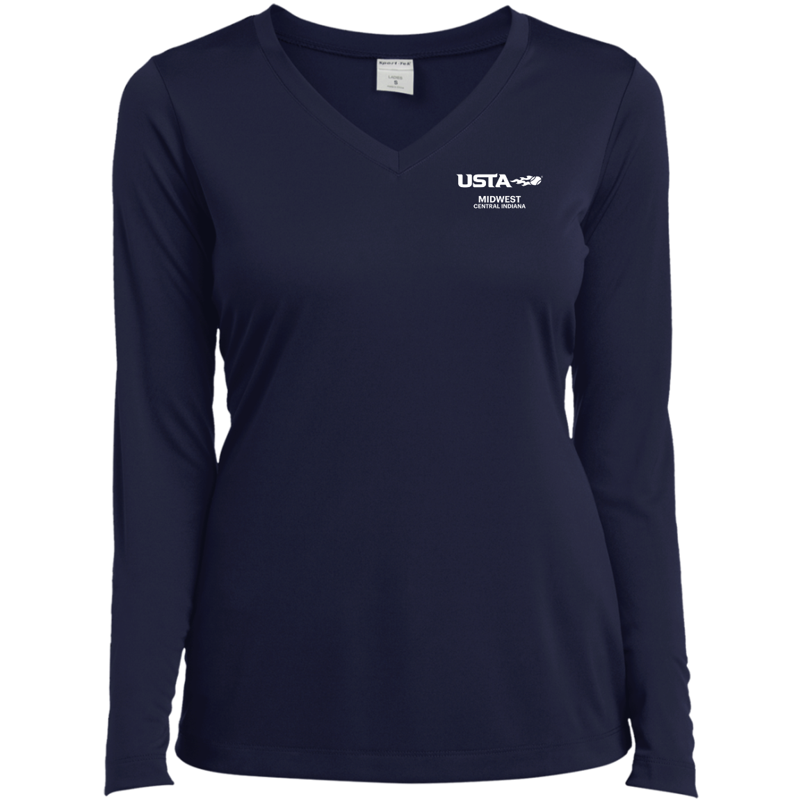 USTA Central Indiana Ladies Long Sleeve Performance V-Neck Tee