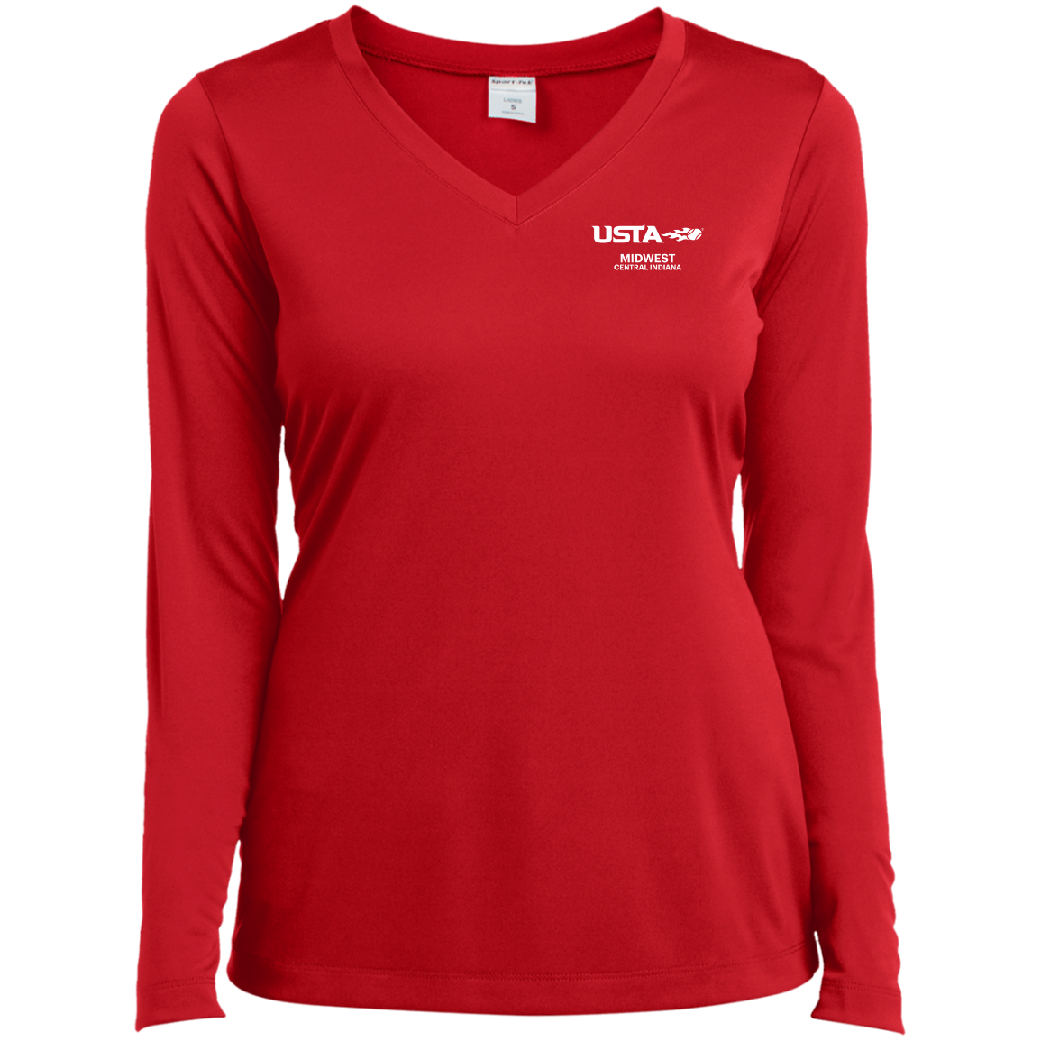 USTA Central Indiana Ladies Long Sleeve Performance V-Neck Tee