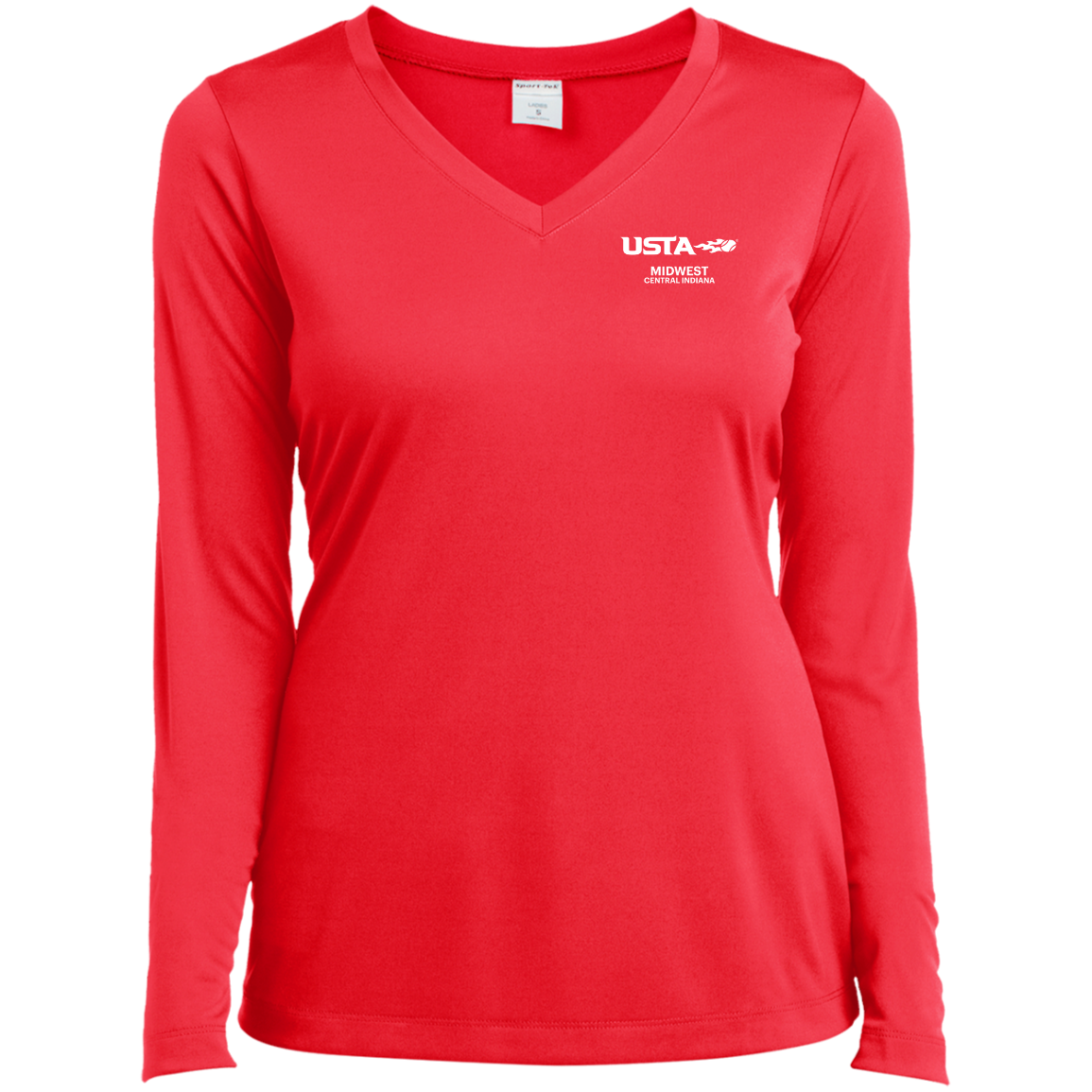 USTA Central Indiana Ladies Long Sleeve Performance V-Neck Tee