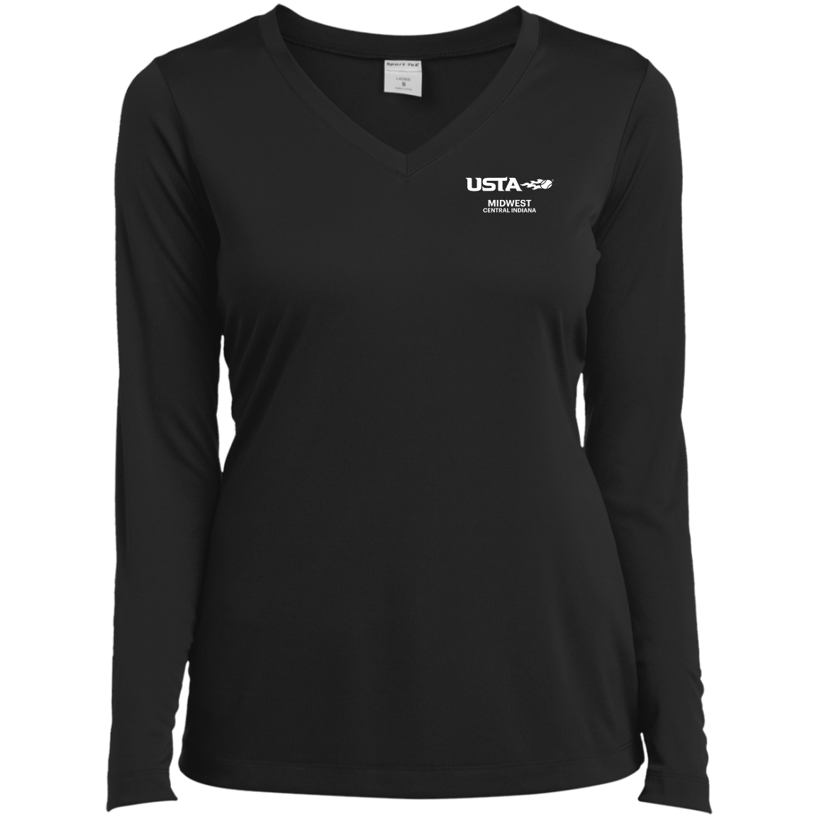 USTA Central Indiana Ladies Long Sleeve Performance V-Neck Tee