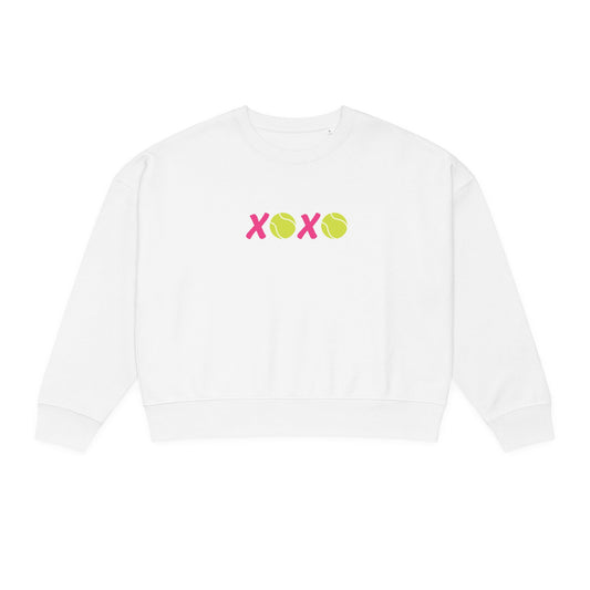 Tennis XOXO Crewneck Sweatshirt — Women's Cute Tennis Heart Hugs & Kisses Pullover