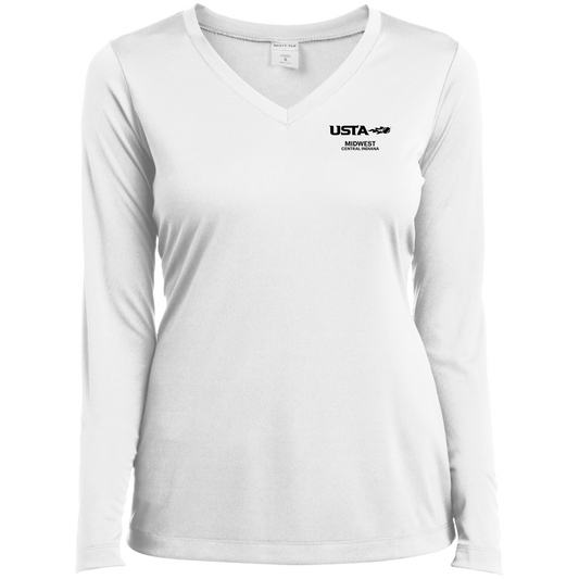 USTA Central Indiana Ladies’ Long Sleeve Performance V-Neck Tee